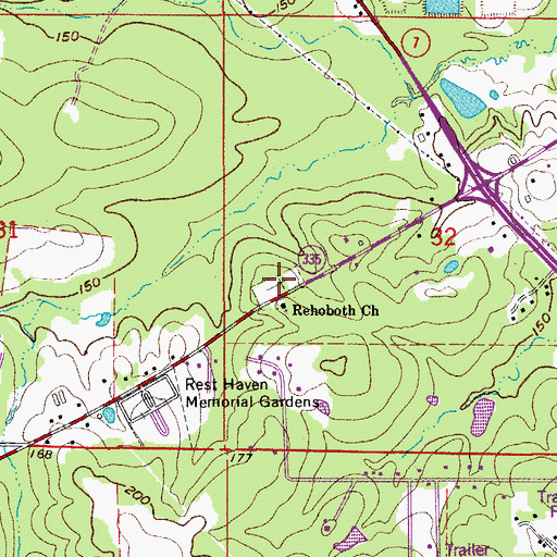 Topographic Map of Rehobeth Cemetery, AR