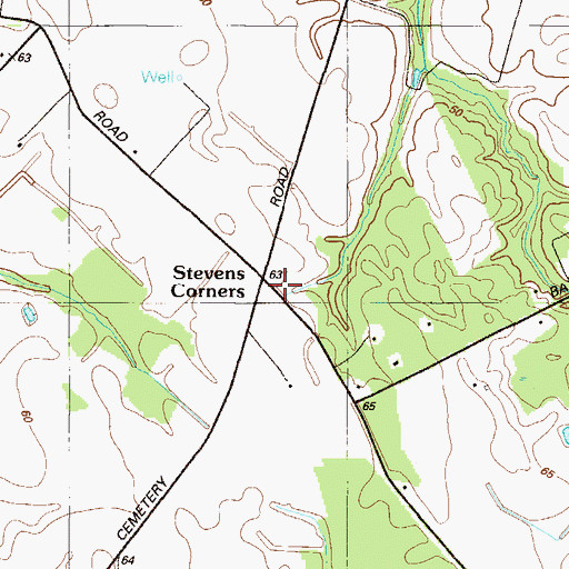 Topographic Map of Stevens Corners, MD
