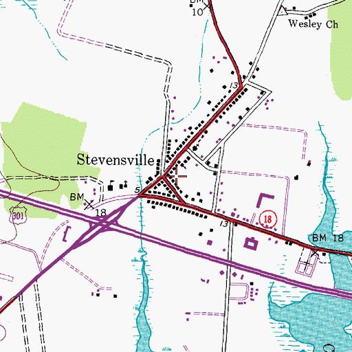 Topographic Map of Stevensville, MD