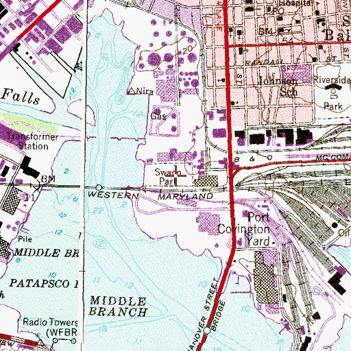 Topographic Map of Swann Park, MD
