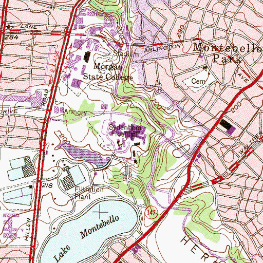 Topographic Map of Sydenham Hospital, MD