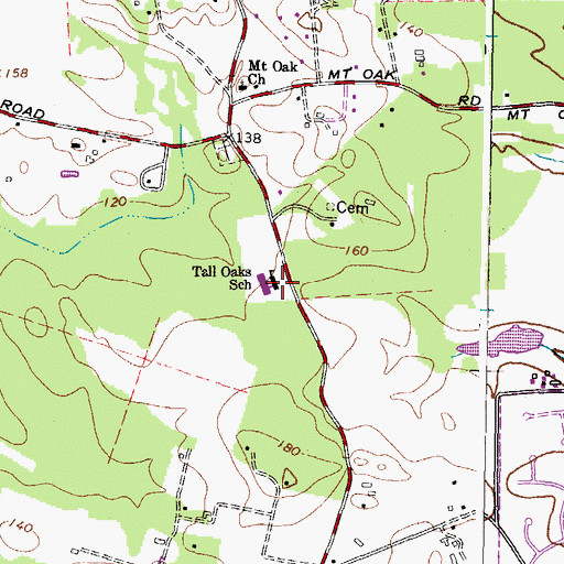 Topographic Map of Tall Oaks High School, MD