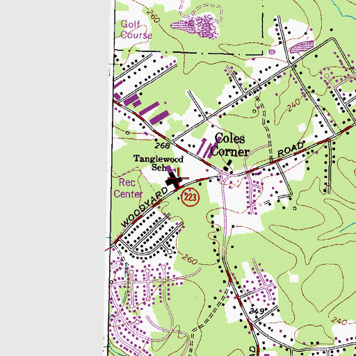 Topographic Map of Tanglewood Regional Center, MD