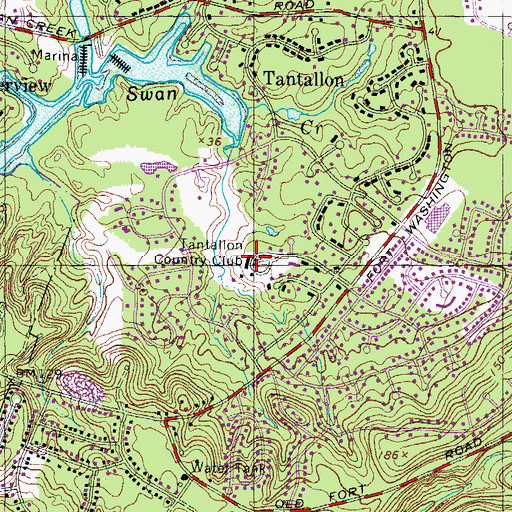Topographic Map of Tantallon Country Club, MD