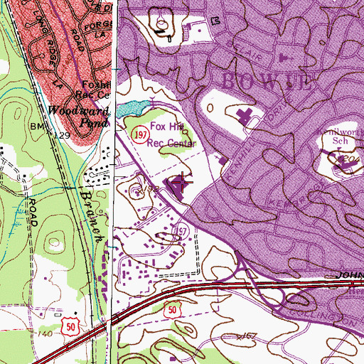 Topographic Map of Benjamin Tasker Middle School, MD