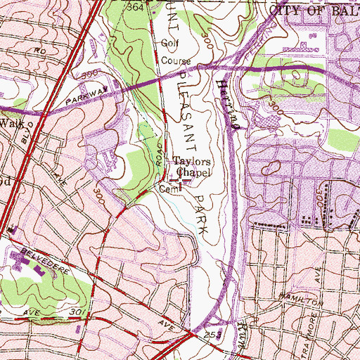 Topographic Map of Taylors Chapel, MD