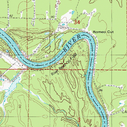 Topographic Map of River Bend Oil Field, AR