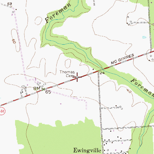 Topographic Map of Thomas Cemetery, MD