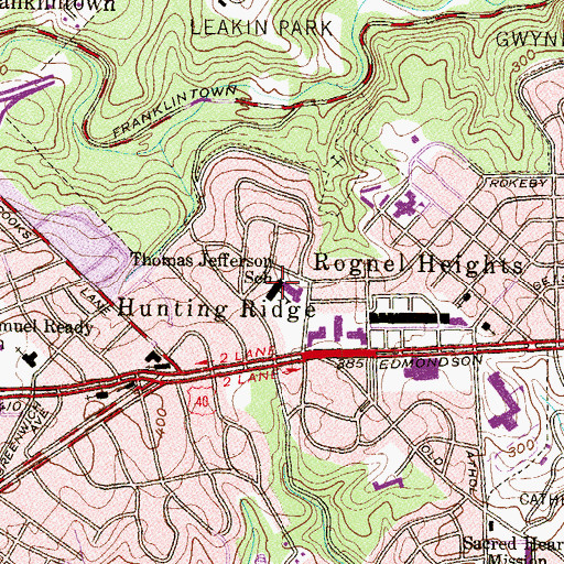 Topographic Map of Thomas Jefferson Elementary - Middle School, MD