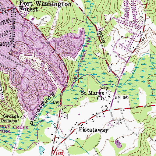 Topographic Map of Tinkers Creek, MD
