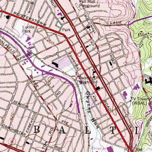 Topographic Map of Towanda Playground, MD