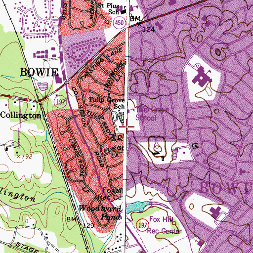 Topographic Map of Tulip Grove Elementary School, MD