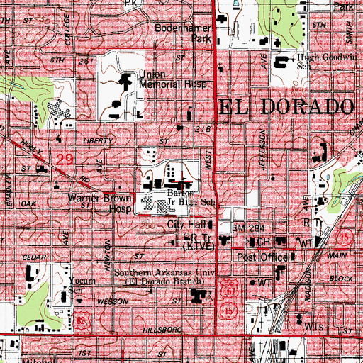 Topographic Map of Rowland Field (historical), AR
