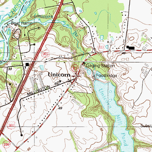 Topographic Map of Unicorn, MD