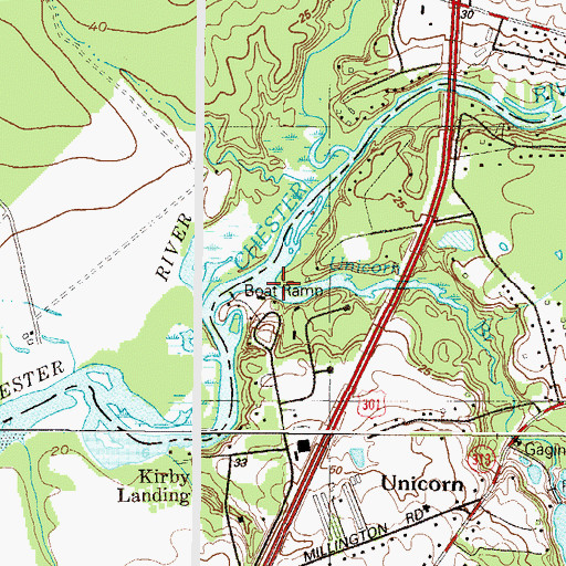 Topographic Map of Unicorn Branch, MD