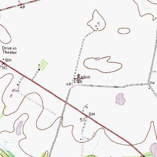 Topographic Map of Union Church, MD
