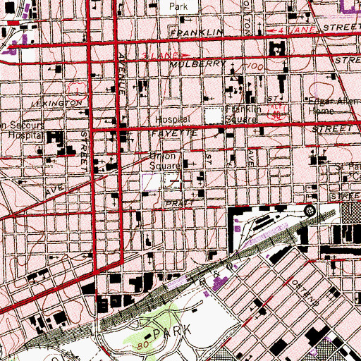 Topographic Map of Union Square, MD