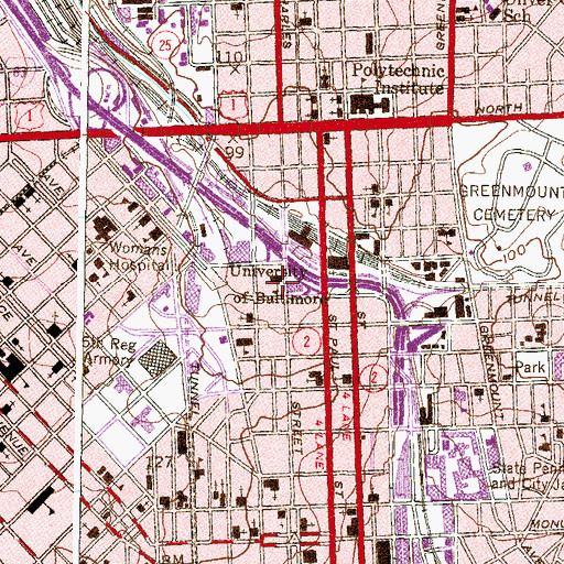 Topographic Map of University of Baltimore, MD