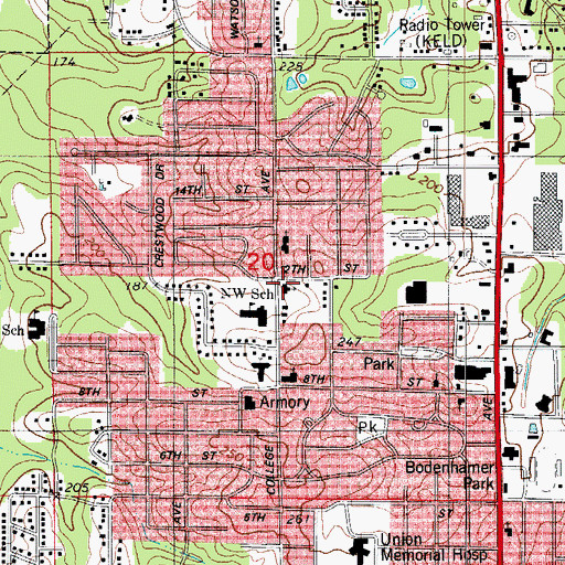 Topographic Map of Saint Andrews Cumberland Presbyterian Church, AR