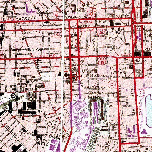 Topographic Map of University of Maryland School of Medicine, MD