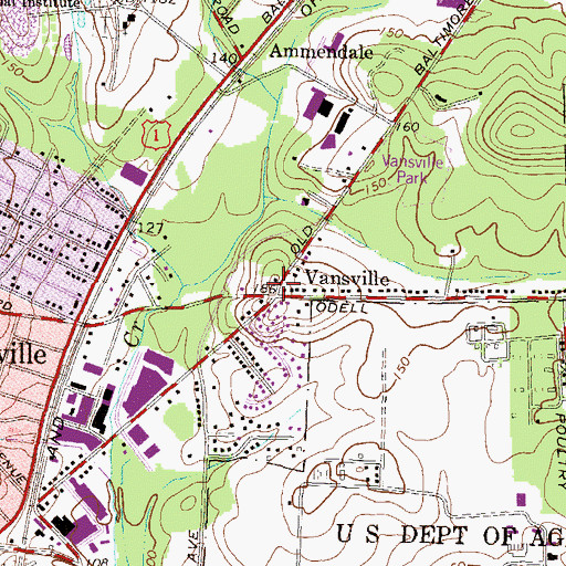 Topographic Map of Vansville, MD