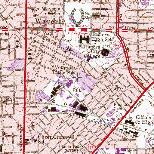 Topographic Map of Veterans Trade School, MD