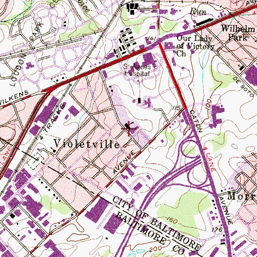 Topographic Map of Violetville, MD