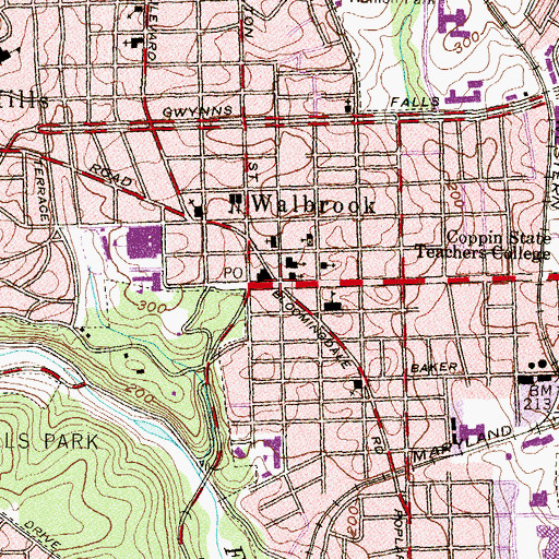 Topographic Map of Walbrook, MD