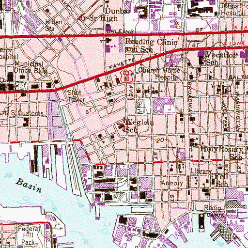 Topographic Map of David E Weglein Elementary School (historical), MD