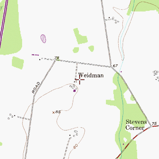 Topographic Map of Weidman, MD