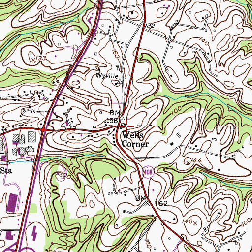 Topographic Map of Wells Corner, MD
