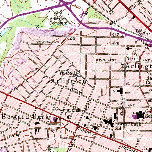 Topographic Map of West Arlington, MD