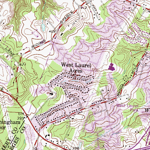 Topographic Map of West Laurel Acres, MD