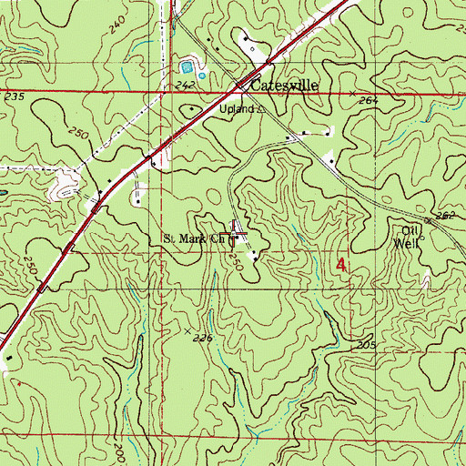 Topographic Map of Saint Mark Church, AR