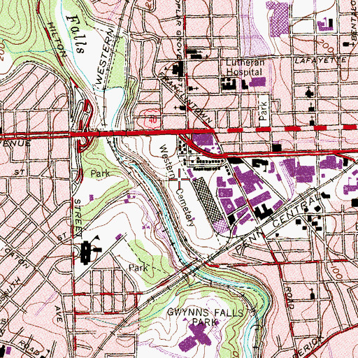 Topographic Map of Western Cemetery, MD