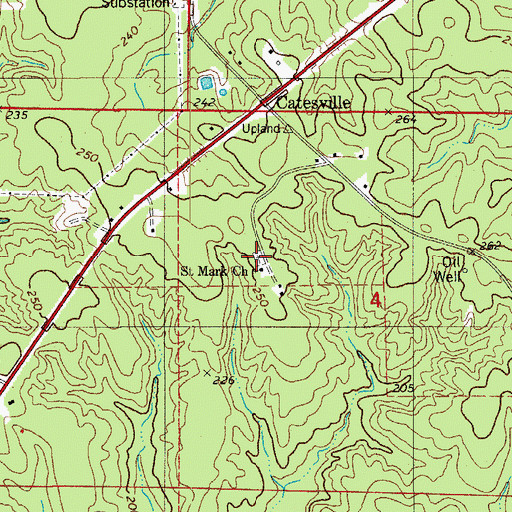 Topographic Map of Saint Marks Cemetery, AR