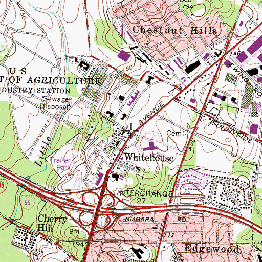 Topographic Map of Whitehouse, MD