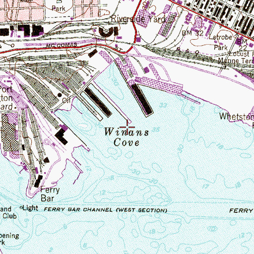 Topographic Map of Winans Cove, MD