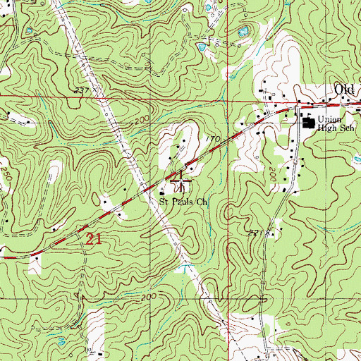 Topographic Map of Saint Paul Cemetery, AR
