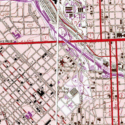 Topographic Map of Womans Hospital, MD