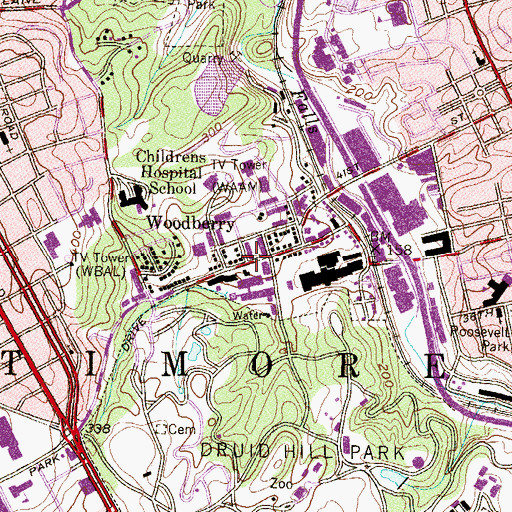 Topographic Map of Woodberry, MD
