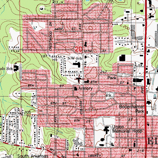 Topographic Map of Saint Paul United Methodist Church, AR