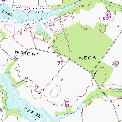 Topographic Map of Wright Neck, MD