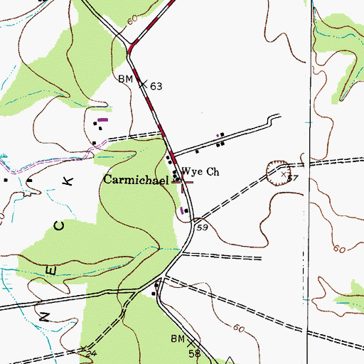 Topographic Map of Wye Church, MD