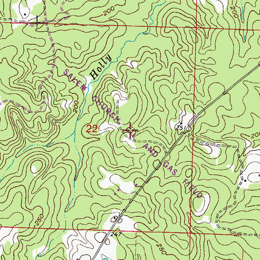 Topographic Map of Salem Church Oil and Gas Field, AR