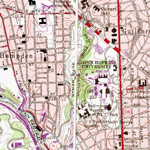 Topographic Map of Wyman Park, MD