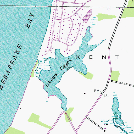 Topographic Map of Chews Creek, MD