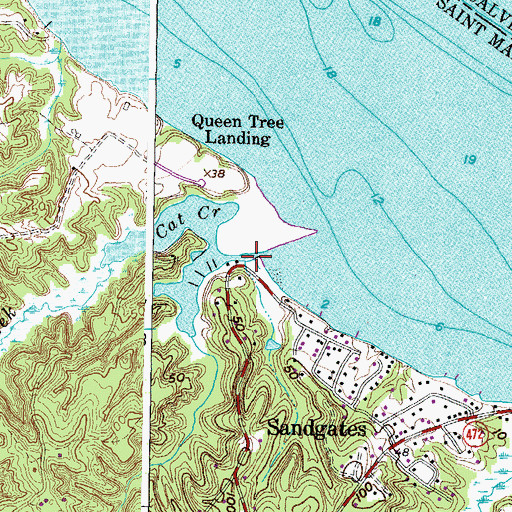 Topographic Map of Cape Saint Marys Marina, MD