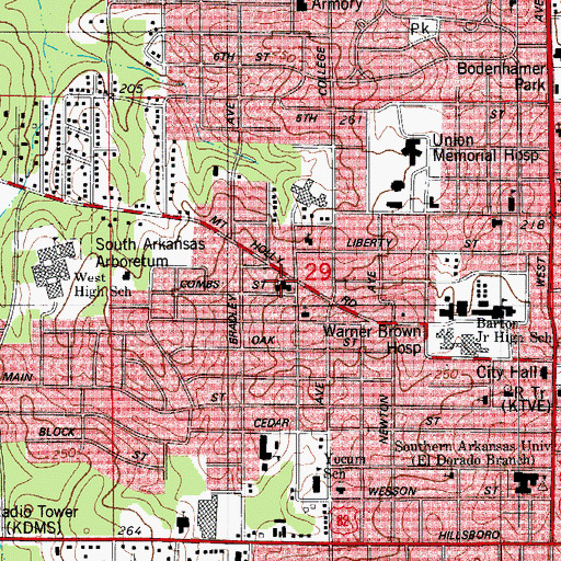 Topographic Map of Second Baptist Church, AR