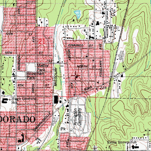 Topographic Map of Shady Grave Church, AR